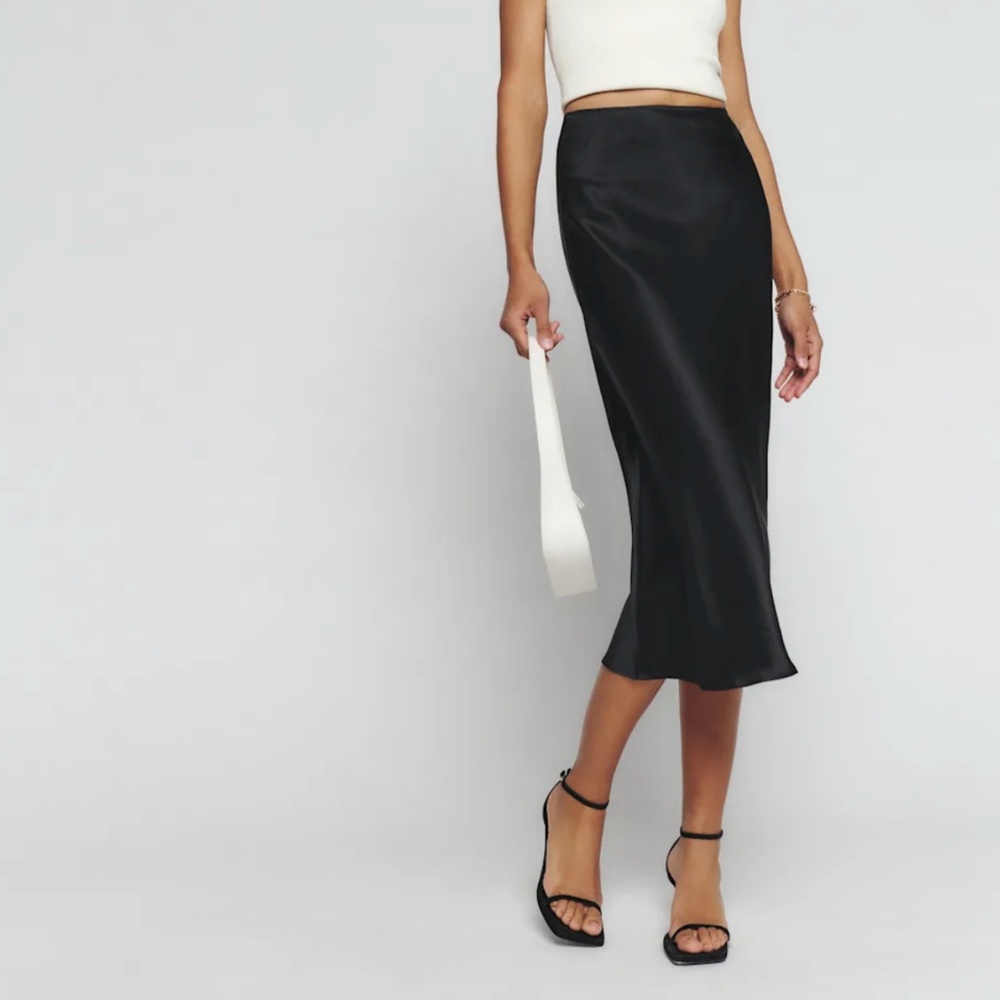Reformation Pratt Silk Skirt Black - Size 8